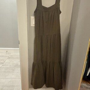 Faherty Marina Maxi Dress Tiered Organic Cotton Seersucker